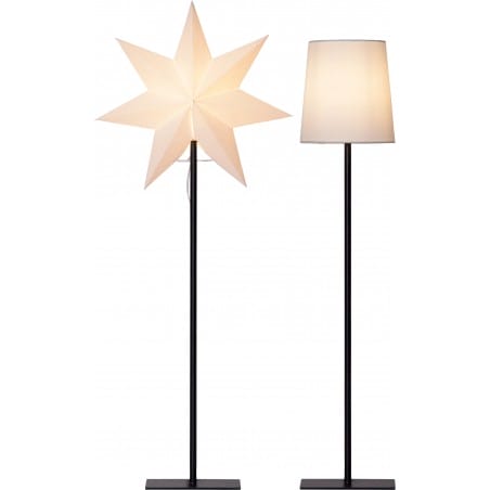 Wysoka dekoracyjna lampa stojąca Fozen biała gwiazda czarna podstawa z dodatkowym abażurem