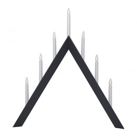 Trójkątny świecznik 7 pkt. Arrow antracyt białe świece 7xE10