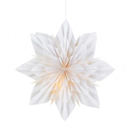 Wisząca dekoracja świąteczna Neela biała gwiazda z papieru z podświetleniem