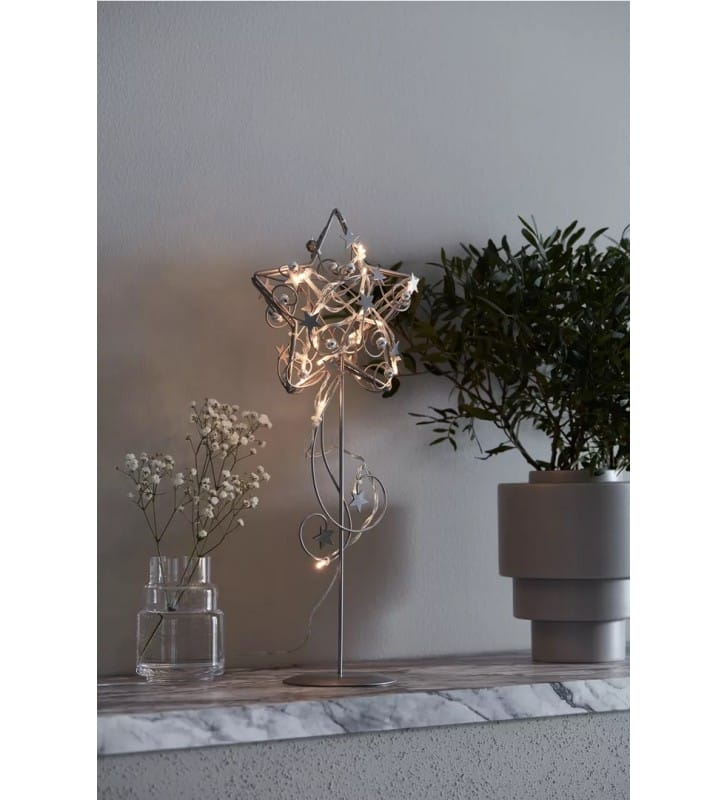 Srebrna gwiazda Hagaberg podświetlenie LED na prąd dekoracja świąteczna