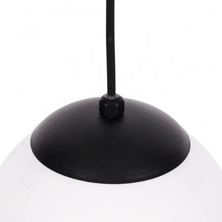 Spiralna 3 zwisowa czarna lampa Camina nad stół 3 szklane kule