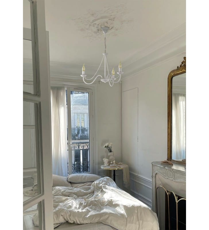 Potrójny biały żyrandol świecznikowy Bartez II do salonu sypialni jadalni pokoju dziennego do kuchni