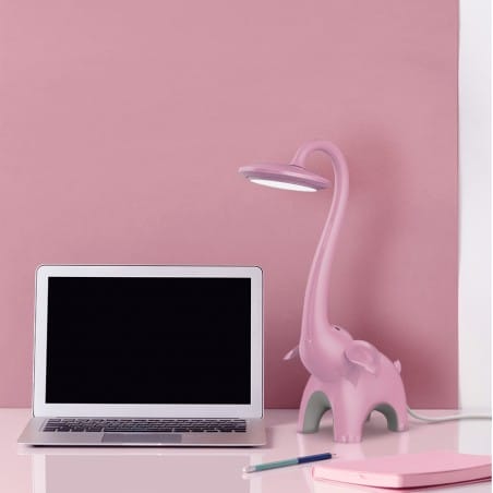 Różowa dziecięca lampka nocna biurkowa z funkcją nocnego światła Słonik LED włącznik dotykowy 3000-6000K