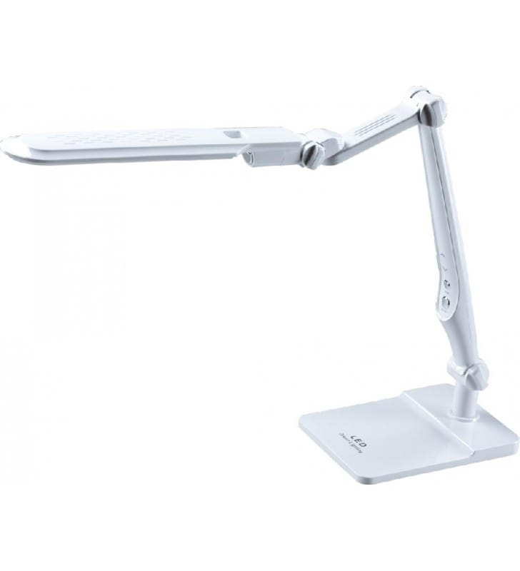 Nowoczesna lampka biurkowa LED biała Mica regulacja barwy światła ściemniacz łamana klosz podłużny