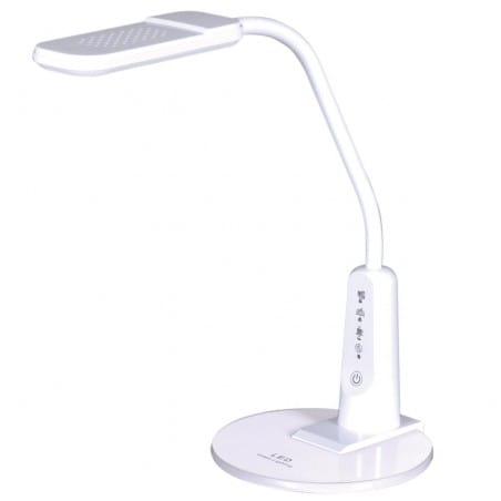 Biała lampka biurkowa Timo LED z elastycznym ramieniem i włącznikiem dotykowym