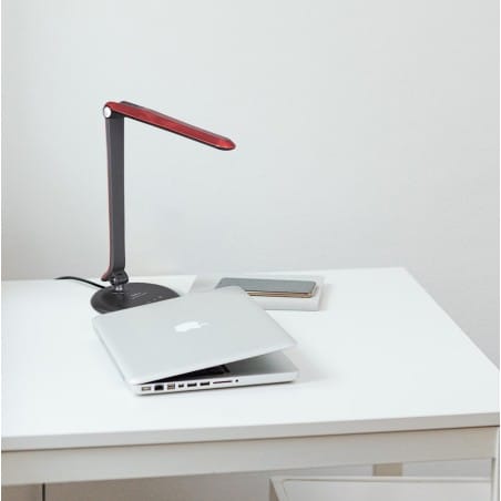 Czerwona nowoczesna lampka na biurko Duo LED z włącznikiem dotykowym 5400K