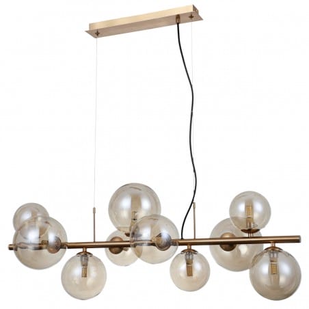 Canello stylowa elegancka lampa wisząca nad stół z bursztynowymi kloszami ze szkła metal mosiądz miodowy