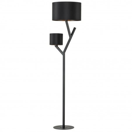 Oryginalna czarna lampa stojąca drzewko z 2 abażurami Balnario 2xE27