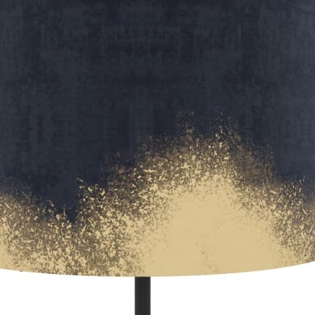 Stojąca lampa podłogowa Casuarita czarna metalowa noga granatowo złoty aksamitny abażur do sypialni salonu