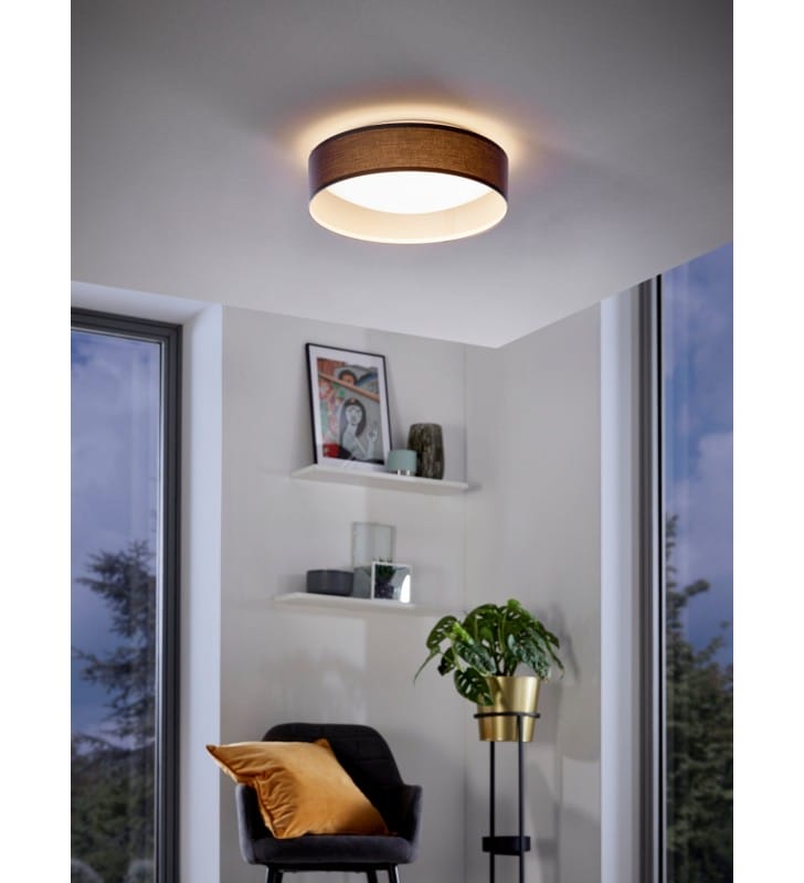 Szary nowoczesny plafon z abażurem Pasteri LED 32cm okrągły do salonu sypialni na korytarz do kuchni