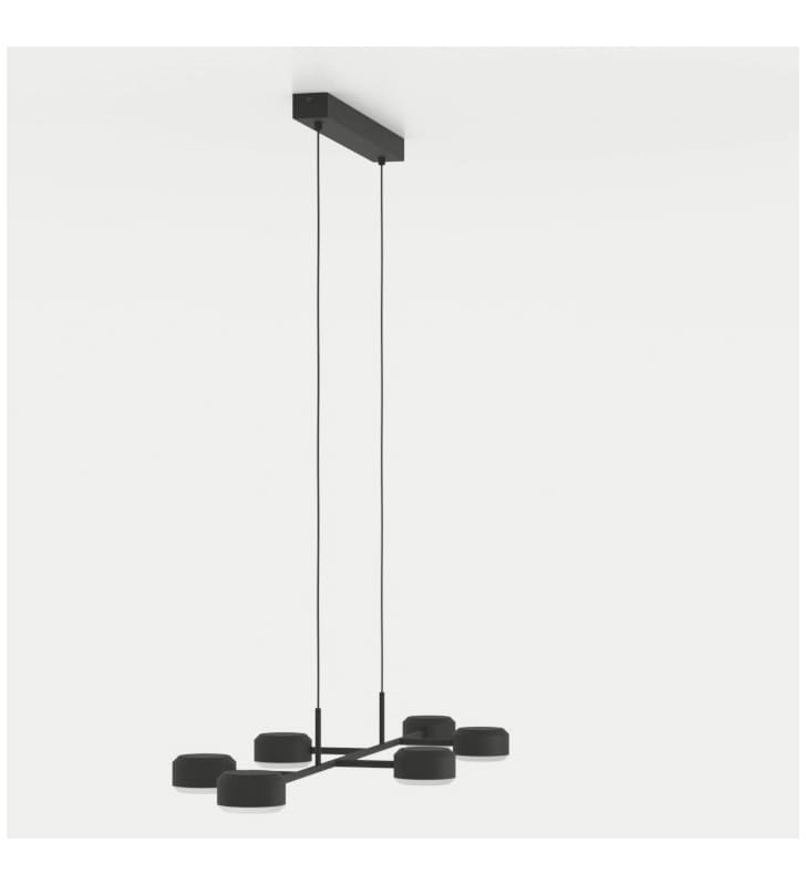 Duża czarna nowoczesna lampa nad długi stół Clavellina LED 6 ruchomych kloszy