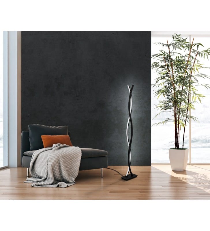 Nowoczesna pionowa czarna lampa stojąca do salonu sypialni Lasana3 LED