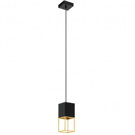 Pojedyncza czarno złota kwadratowa lampa wisząca Montebaldo nowoczesna