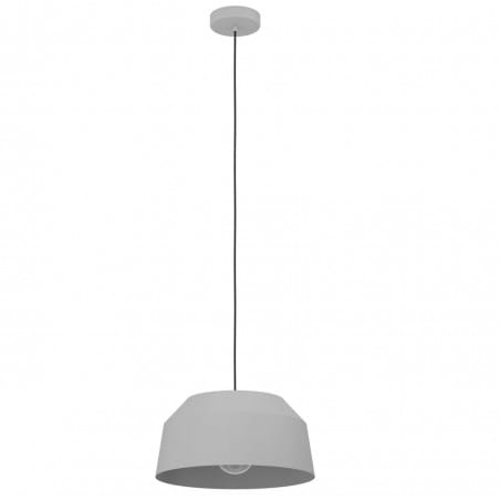 Metalowa szara 38cm lampa wisząca Contrisa klosz geometryczny z otwartą górą nad stół do kuchni i jadalni styl skandynawski