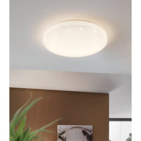 Okrągły biały plafon z tworzywa z efektem kryształowego blasku Frania-S LED 55cm