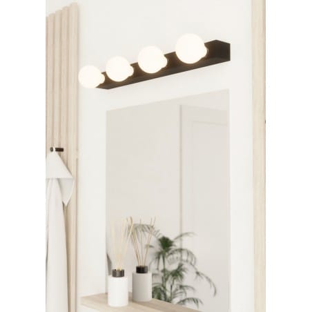 Podłużna oprawa ścienna Guanal czarna oświetlenie lustra toaletki do makijażu 4xE27