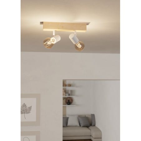 Lampa sufitowa Townshend3 podwójna drewno metal minimalistyczna