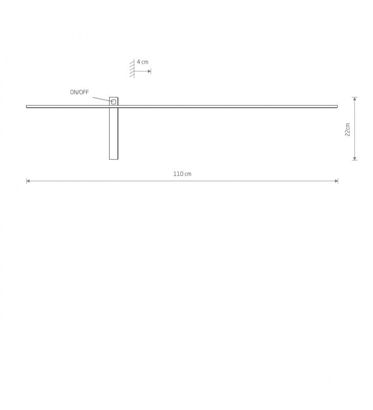 Długi czarny minimalistyczny kinkiet LED Impulse z włącznikiem 8117 Nowodvorski