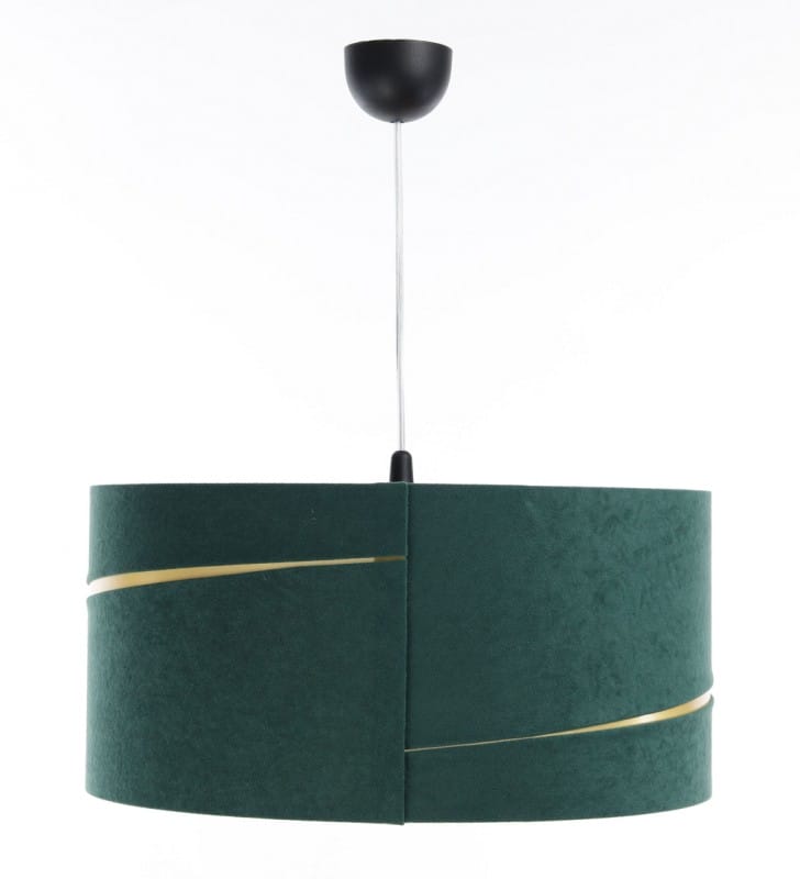 Zielona lampa wisząca Swing złote wykończenie abażur 50cm do sypialni