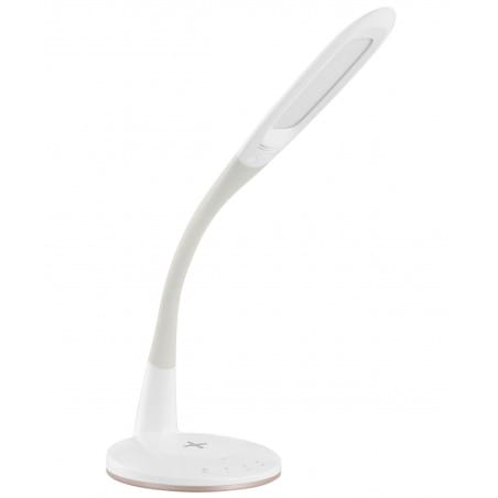 Biała lampa biurkowa Trunca włącznik dotykowy funkcja ładowania telefonu ściemniacz