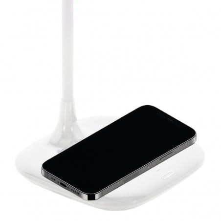 Lampa biurkowa z bezprzewodową ładowarką do smartfona Masserie LED biała
