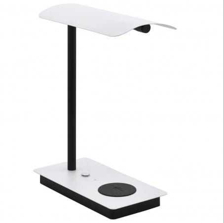 Nowoczesna biało czarna lampka na biurko Arenaza LED z funkcją QI ładowanie smartfona