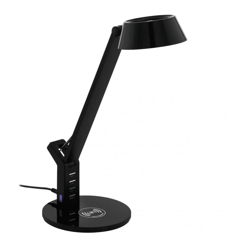 Banderalo LED czarna lampka na biurko z ładowarką QI ściemniacz zmiana barwy świtła
