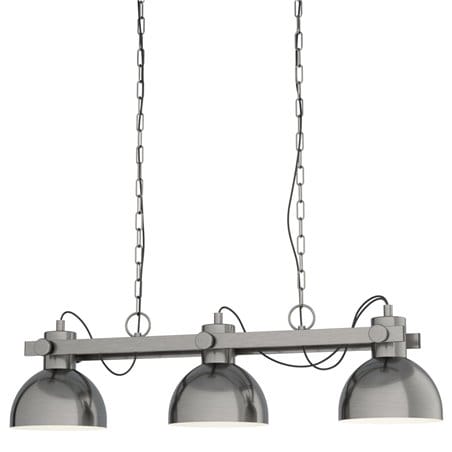 Metalowa lampa wisząca Lubenham1 na łańcuchach 3 klosze nad stół w jadalni