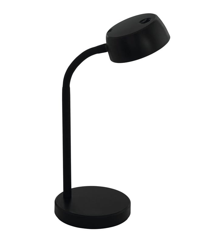 Czarna lampa na biurko z włącznikiem na kloszu Cabales LED giętkie ramię flexo