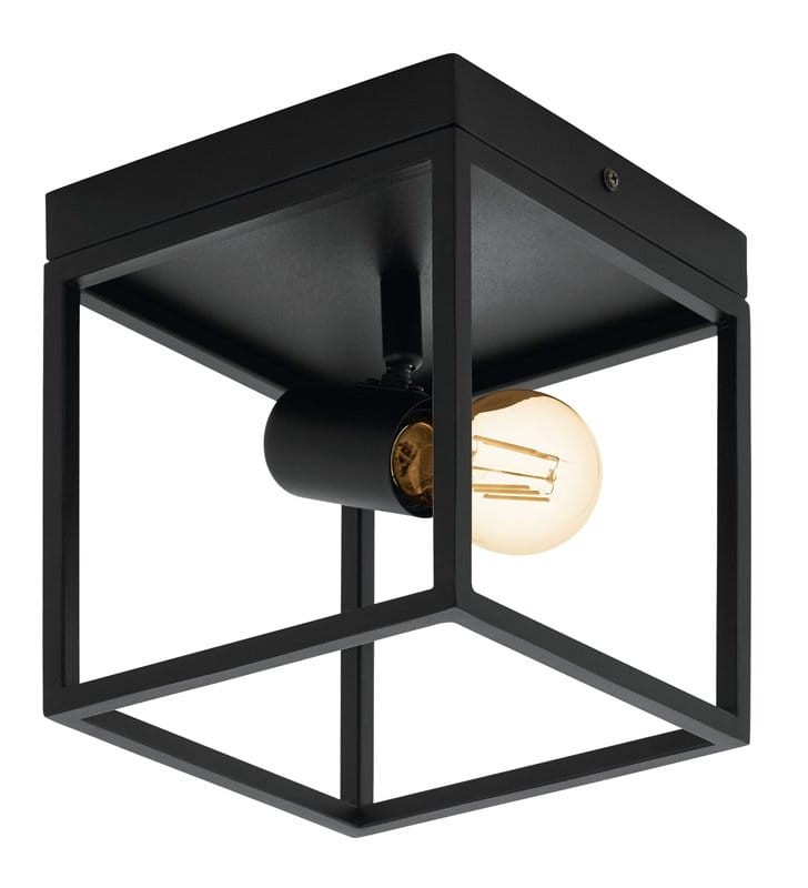 Plafon lampa sufitowa Silentina czarna kwadratowa metal 1xE27