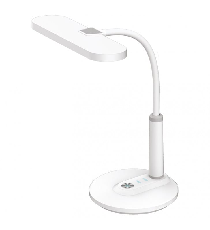Nowoczesna LEDowa lampa na biurko Dafi biała 3000-5700K włącznik na lampie