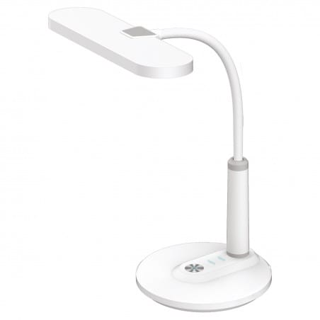 Nowoczesna LEDowa lampa na biurko Dafi biała 3000-5700K włącznik na lampie