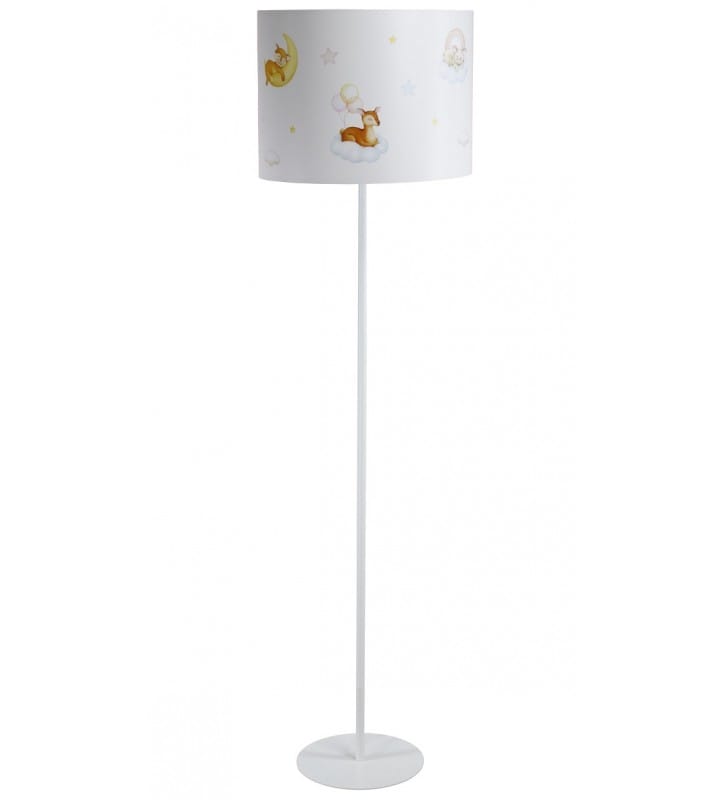 Lampa stojąca Horacy dziecięca biała abażur z dziecięcym nadrukiem
