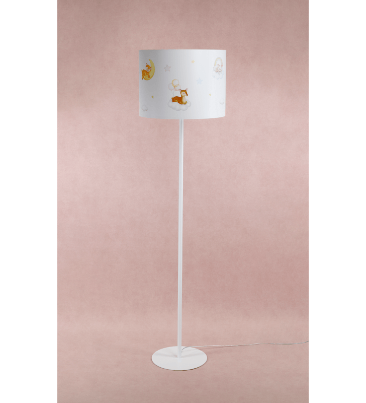 Lampa stojąca Horacy dziecięca biała abażur z dziecięcym nadrukiem