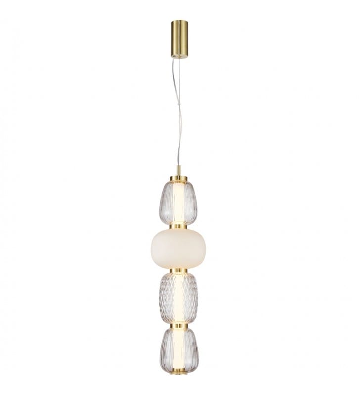 Złota oryginalna lampa wisząca ze szkła Eris LED glamour do salonu sypialni jadalni