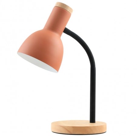 Lampka biurkowa Senza z drewnianą podstawą pomarańczowy klosz 1xE27