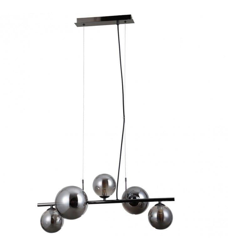 Nowoczesna lampa wisząca Canello czarny chrom szklane kule nad stół