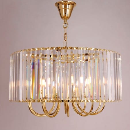 Złota kryształowa lampa wisząca Paris z bezbarwnymi kryształami do sypialni salonu