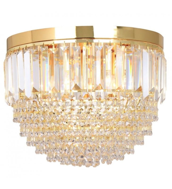 Złoty plafon kryształowy Charlotte 40cm glamour do wnętrz klasycznych i nowoczesnych