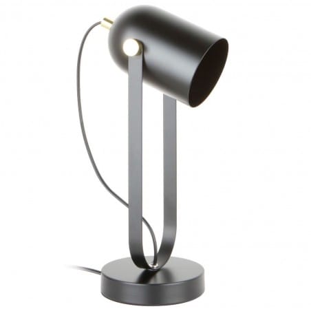 Aries czarna lampa stołowa biurkowa ze złotymi detalami włącznik na kablu
