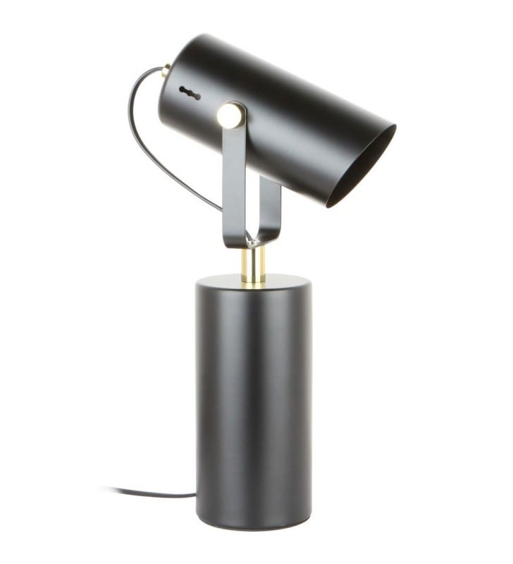 Resi czarna nowoczesna lampa stołowa lub na biurko ze złotymi detalami 1xE27