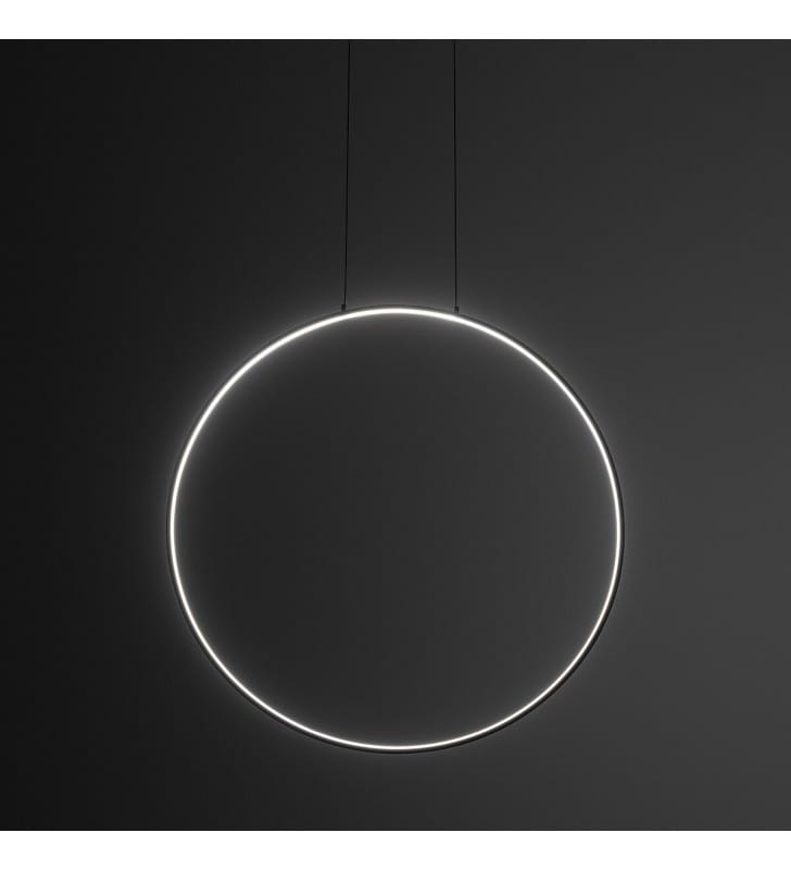 Circolo LED czarna lampa wisząca do nowoczesnego salonu neutralna barwa światła pierścień 60cm