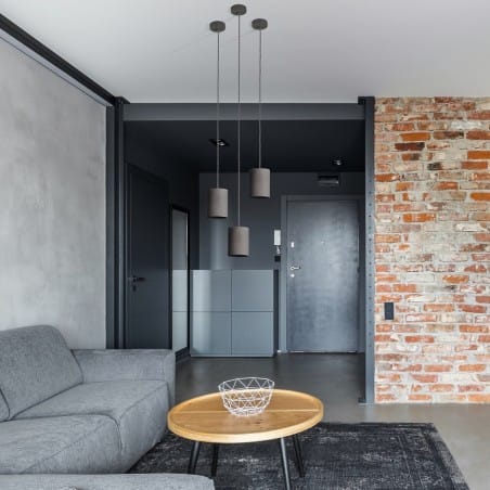 Betonowa pojedyncza lampa wisząca Shy z betonu styl loftowy nowoczesny