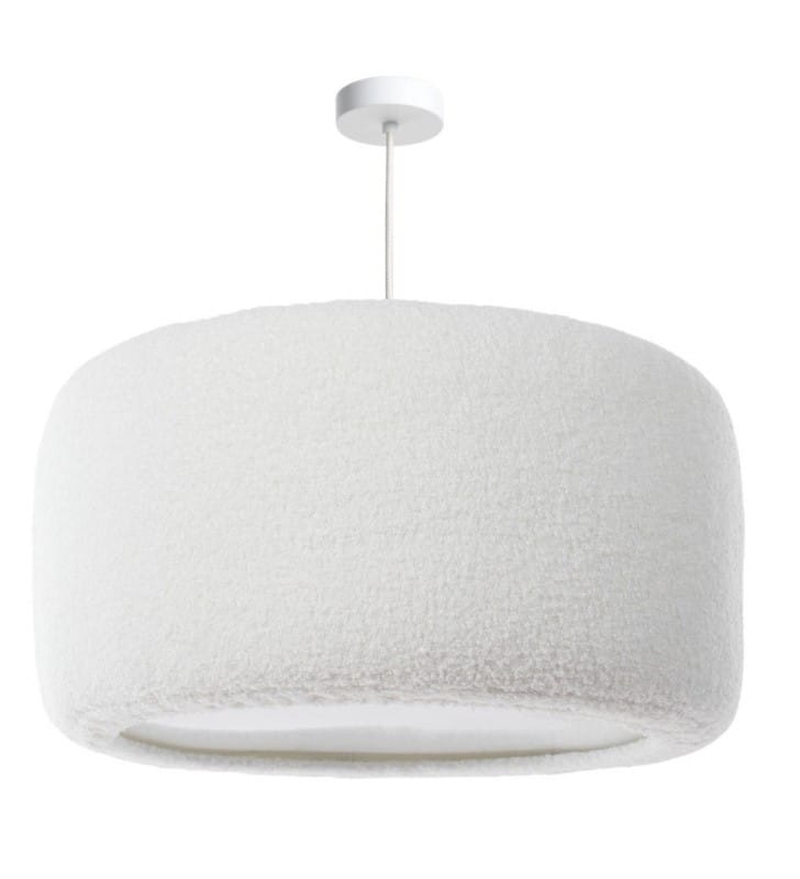 Lampa wisząca Nuvola biała z pluszowej tkaniny do sypialni pokoju dziecka
