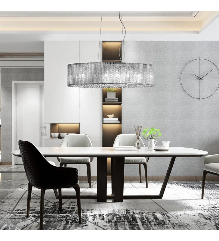 Lampa wisząca Anabella podłużna z kryształkami do jadalni nad stół Lampa wisząca Anabella podłużna z kryształkami do jadalni nad stół