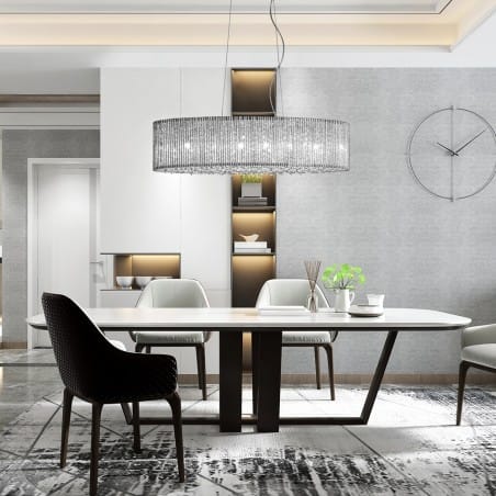 Lampa wisząca Anabella podłużna z kryształkami do jadalni nad stół