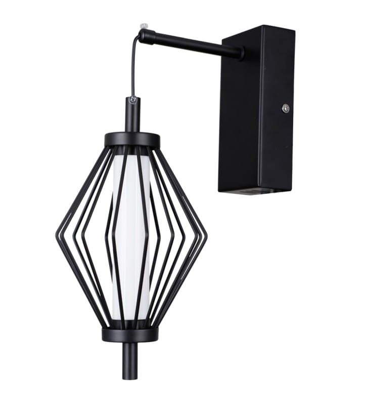 Stylowy czarny kinkiet do salonu Sevil LED z kloszem wiszącym w dół