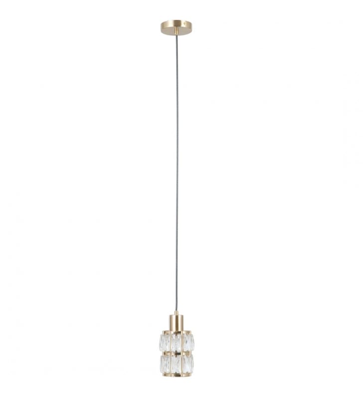 Pojedyncza złota elegancka kryształowa lampa wisząca Alma 1xE27