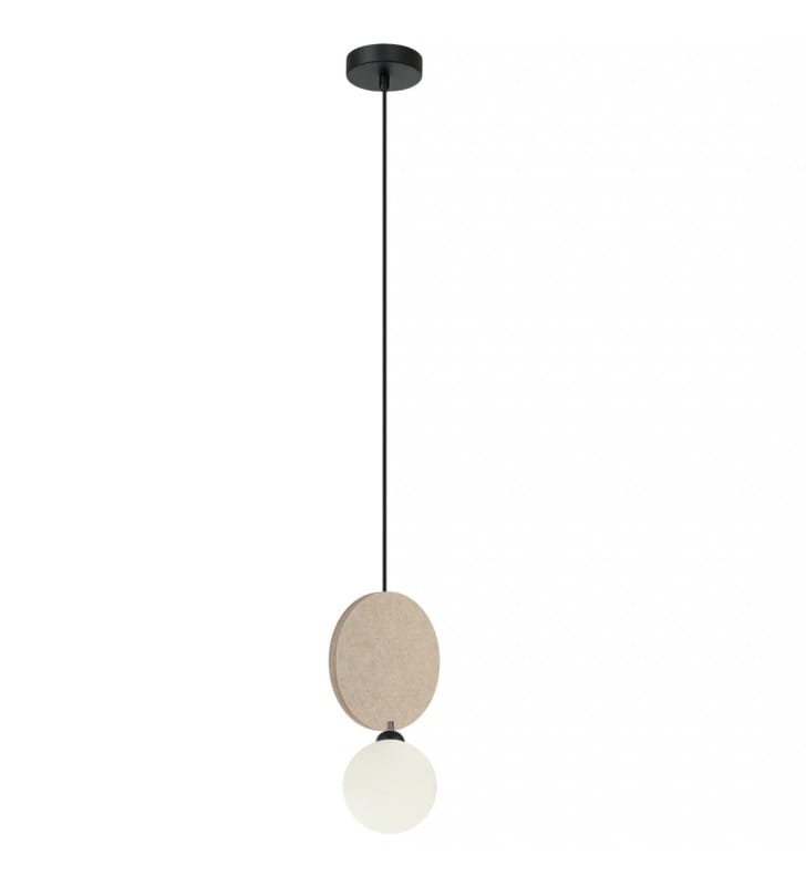 Szklana lampa wisząca z filcem Andrea czarno beżowa klosz kula new retro